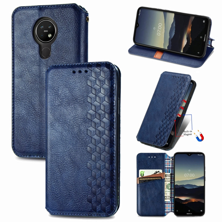 For Nokia 3.4 Cubic Grid Pressed Horizontal Flip Magnetic PU Leather Case with Holder & Card Slots & Wallet
