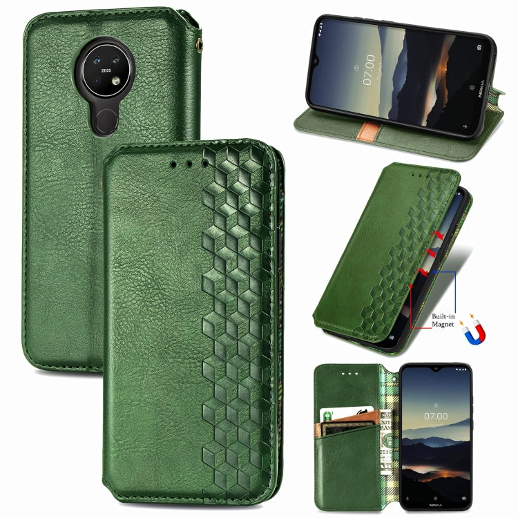 For Nokia 3.4 Cubic Grid Pressed Horizontal Flip Magnetic PU Leather Case with Holder & Card Slots & Wallet