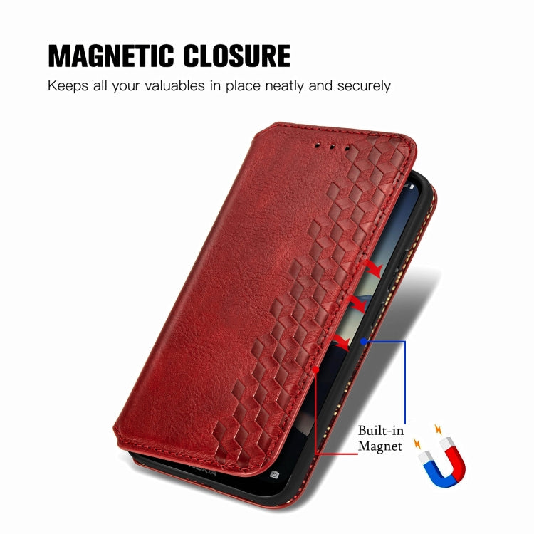 For Nokia 3.4 Cubic Grid Pressed Horizontal Flip Magnetic PU Leather Case with Holder & Card Slots & Wallet