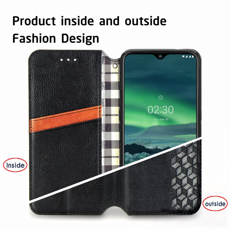 For Nokia 2.3 Cubic Grid Pressed Horizontal Flip Magnetic PU Leather Case with Holder & Card Slots & Wallet
