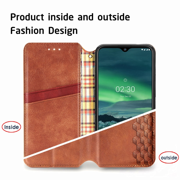 For Nokia 2.3 Cubic Grid Pressed Horizontal Flip Magnetic PU Leather Case with Holder & Card Slots & Wallet