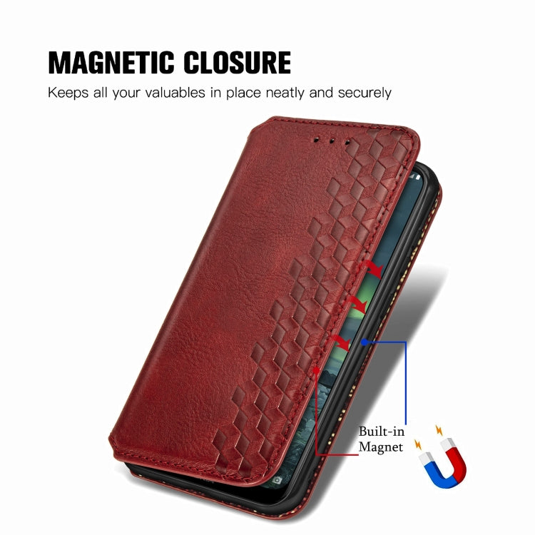 For Nokia 2.3 Cubic Grid Pressed Horizontal Flip Magnetic PU Leather Case with Holder & Card Slots & Wallet