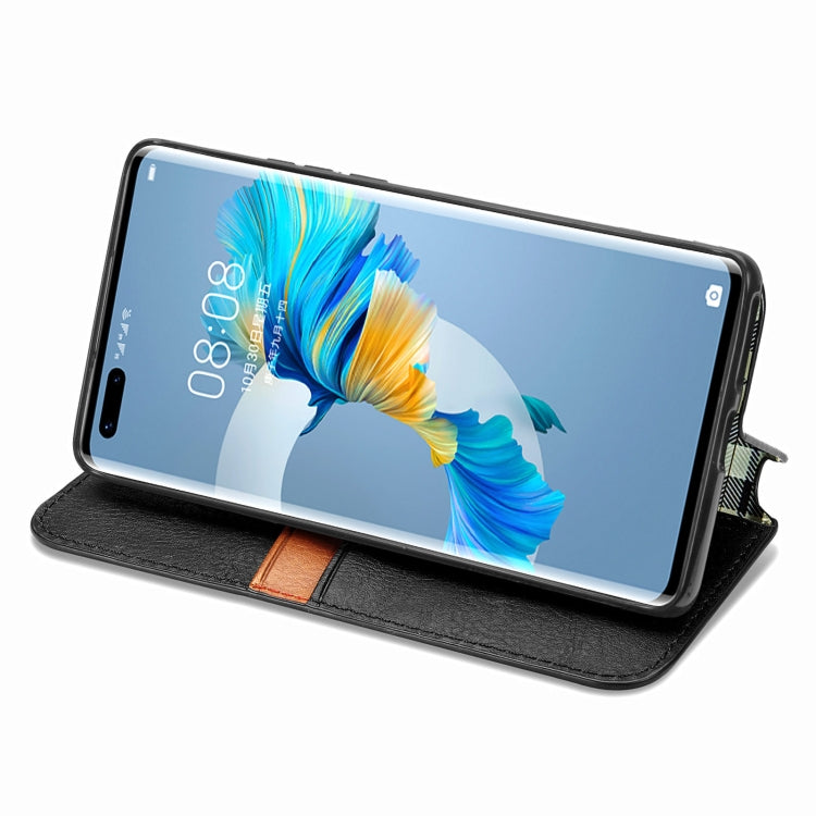 For Huawei Mate 40 Pro Cubic Grid Pressed Horizontal Flip Magnetic PU Leather Case with Holder & Card Slots & Wallet