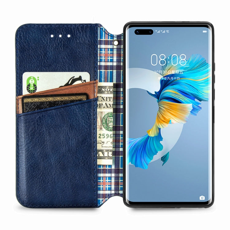 For Huawei Mate 40 Pro Cubic Grid Pressed Horizontal Flip Magnetic PU Leather Case with Holder & Card Slots & Wallet