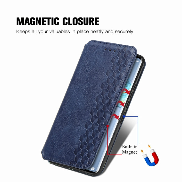 For Huawei Mate 40 Pro Cubic Grid Pressed Horizontal Flip Magnetic PU Leather Case with Holder & Card Slots & Wallet