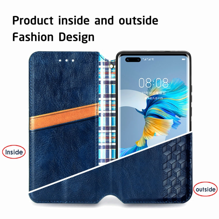 For Huawei Mate 40 Pro Cubic Grid Pressed Horizontal Flip Magnetic PU Leather Case with Holder & Card Slots & Wallet