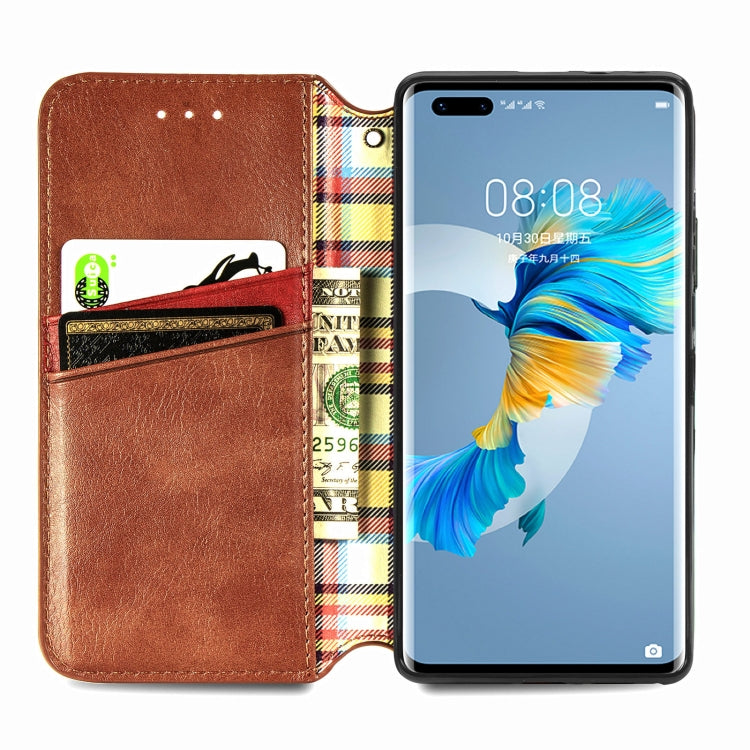 For Huawei Mate 40 Pro Cubic Grid Pressed Horizontal Flip Magnetic PU Leather Case with Holder & Card Slots & Wallet