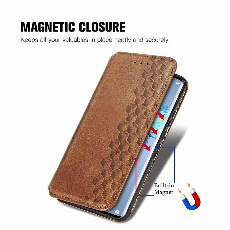 For Huawei Mate 40 Pro Cubic Grid Pressed Horizontal Flip Magnetic PU Leather Case with Holder & Card Slots & Wallet