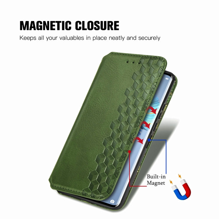 For Huawei Mate 40 Pro Cubic Grid Pressed Horizontal Flip Magnetic PU Leather Case with Holder & Card Slots & Wallet