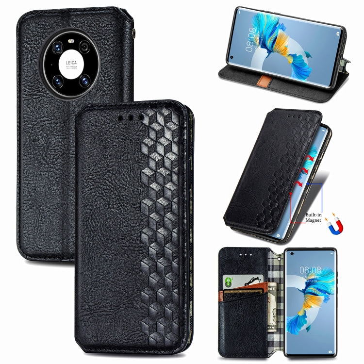 For Huawei Mate 40 Cubic Grid Pressed Horizontal Flip Magnetic PU Leather Case with Holder & Card Slots & Wallet