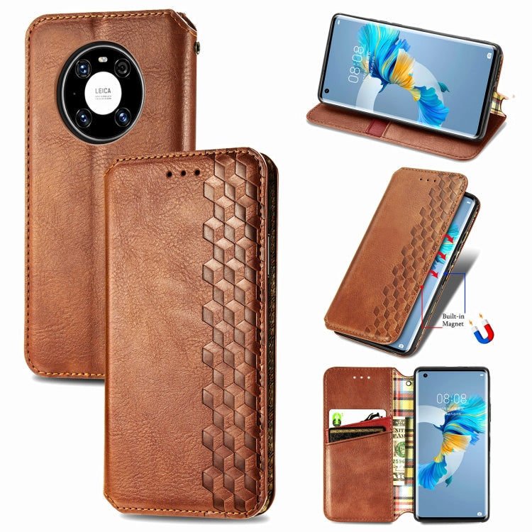 For Huawei Mate 40 Cubic Grid Pressed Horizontal Flip Magnetic PU Leather Case with Holder & Card Slots & Wallet