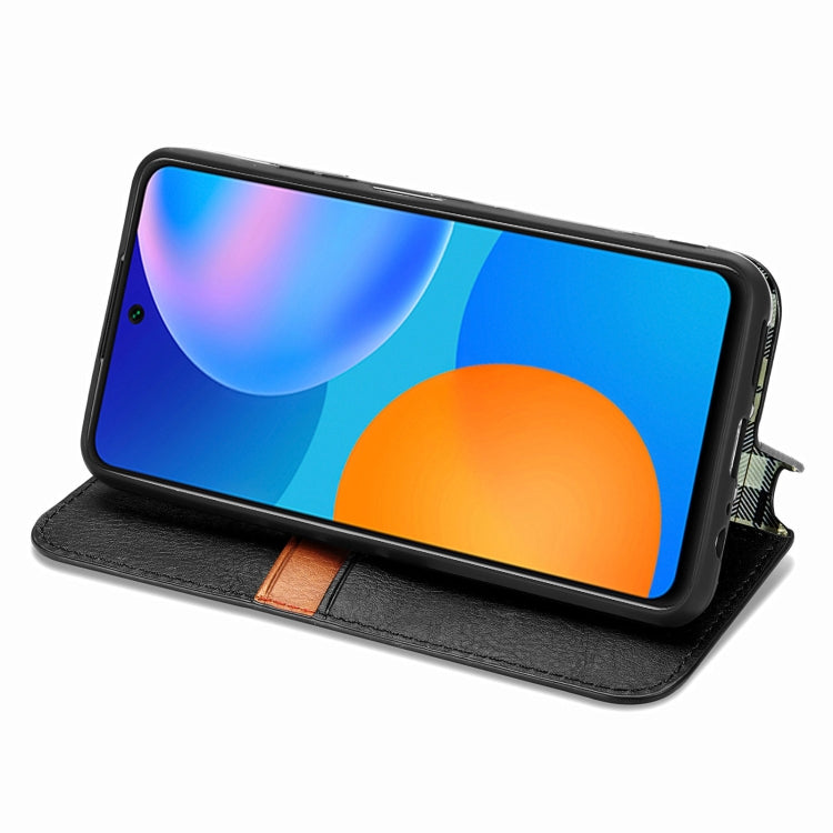 For Huawei P Smart 2021 Cubic Grid Pressed Horizontal Flip Magnetic PU Leather Case with Holder & Card Slots & Wallet