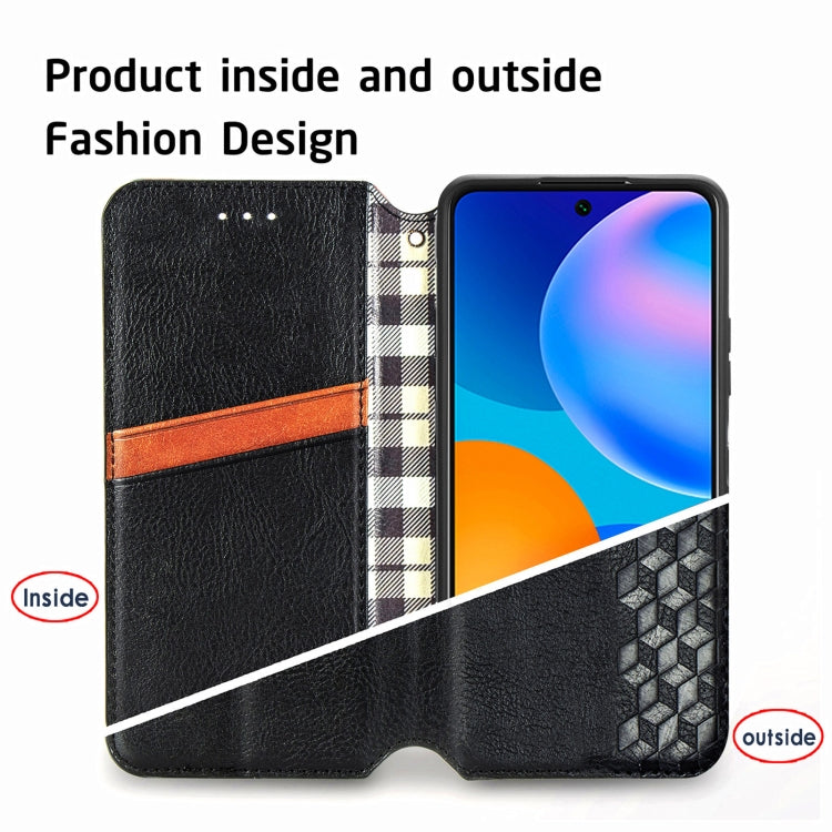 For Huawei P Smart 2021 Cubic Grid Pressed Horizontal Flip Magnetic PU Leather Case with Holder & Card Slots & Wallet