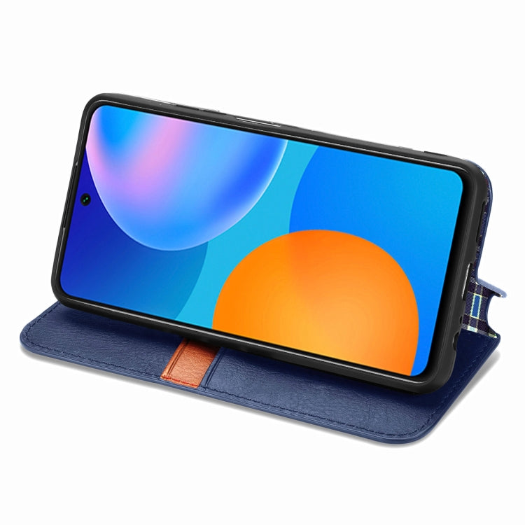 For Huawei P Smart 2021 Cubic Grid Pressed Horizontal Flip Magnetic PU Leather Case with Holder & Card Slots & Wallet