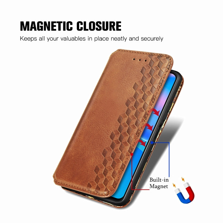 For Huawei P Smart 2021 Cubic Grid Pressed Horizontal Flip Magnetic PU Leather Case with Holder & Card Slots & Wallet