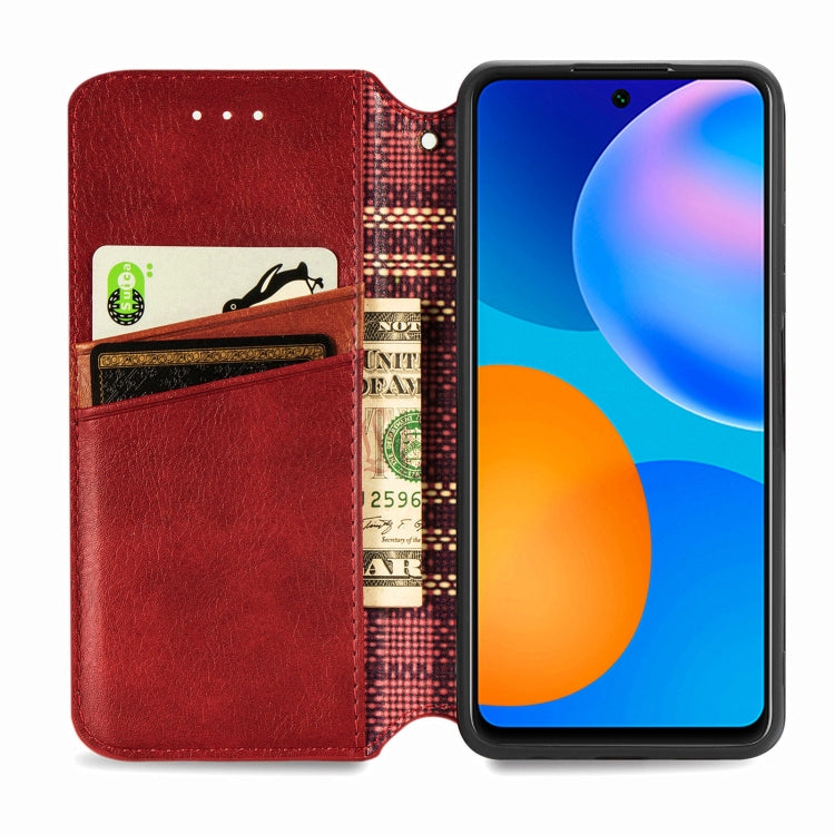 For Huawei P Smart 2021 Cubic Grid Pressed Horizontal Flip Magnetic PU Leather Case with Holder & Card Slots & Wallet