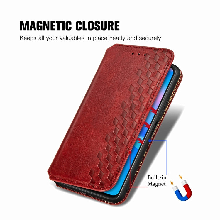 For Huawei P Smart 2021 Cubic Grid Pressed Horizontal Flip Magnetic PU Leather Case with Holder & Card Slots & Wallet