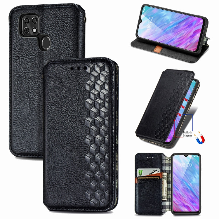 For ZTE Blade 20 Smart Cubic Grid Pressed Horizontal Flip Magnetic PU Leather Case with Holder & Card Slots & Wallet