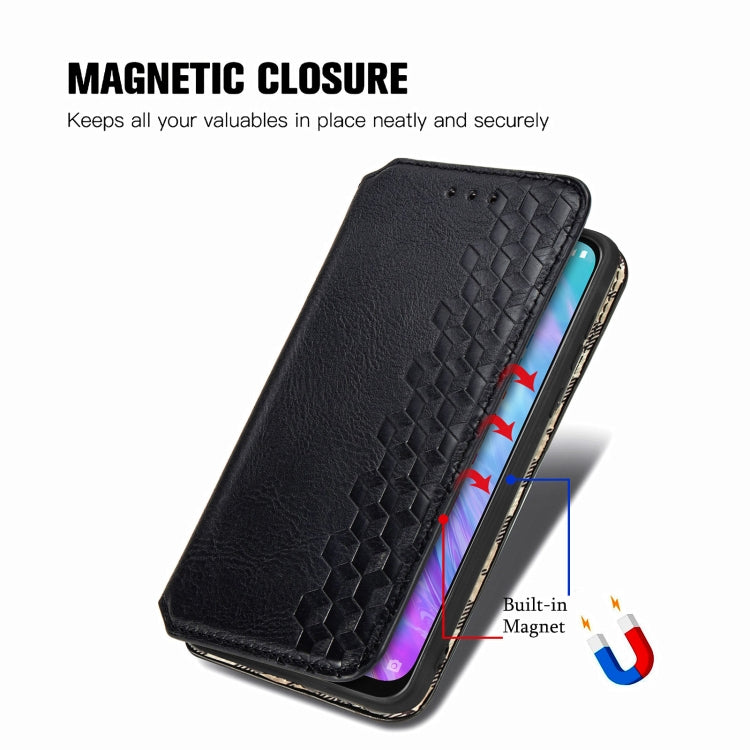 For ZTE Blade 20 Smart Cubic Grid Pressed Horizontal Flip Magnetic PU Leather Case with Holder & Card Slots & Wallet