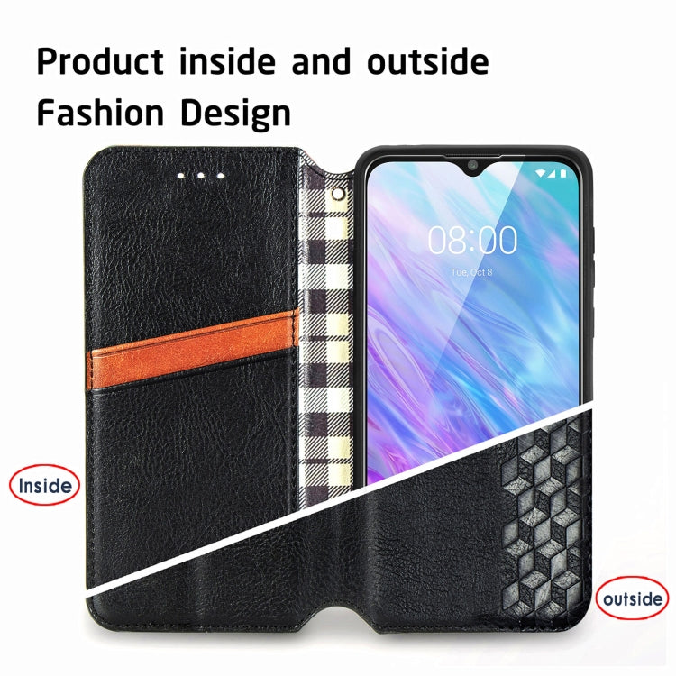 For ZTE Blade 20 Smart Cubic Grid Pressed Horizontal Flip Magnetic PU Leather Case with Holder & Card Slots & Wallet