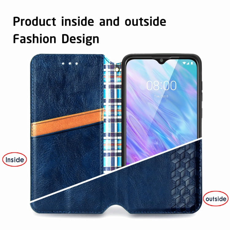 For ZTE Blade 20 Smart Cubic Grid Pressed Horizontal Flip Magnetic PU Leather Case with Holder & Card Slots & Wallet