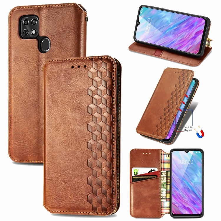 For ZTE Blade 20 Smart Cubic Grid Pressed Horizontal Flip Magnetic PU Leather Case with Holder & Card Slots & Wallet