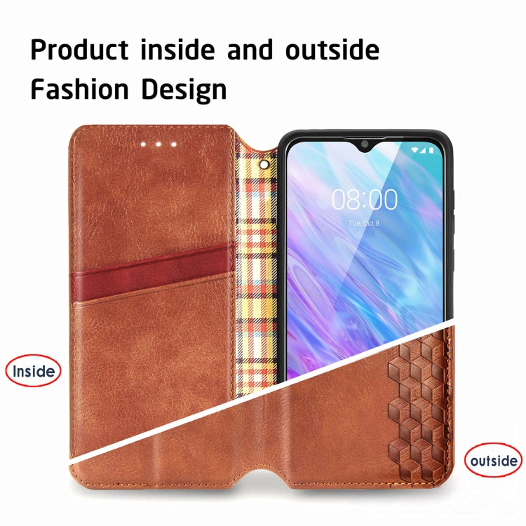 For ZTE Blade 20 Smart Cubic Grid Pressed Horizontal Flip Magnetic PU Leather Case with Holder & Card Slots & Wallet