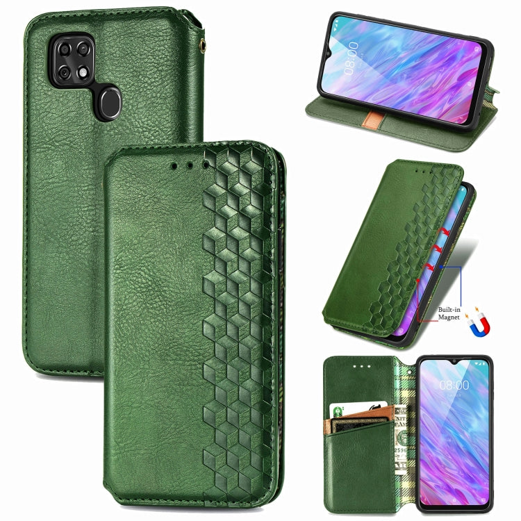 For ZTE Blade 20 Smart Cubic Grid Pressed Horizontal Flip Magnetic PU Leather Case with Holder & Card Slots & Wallet