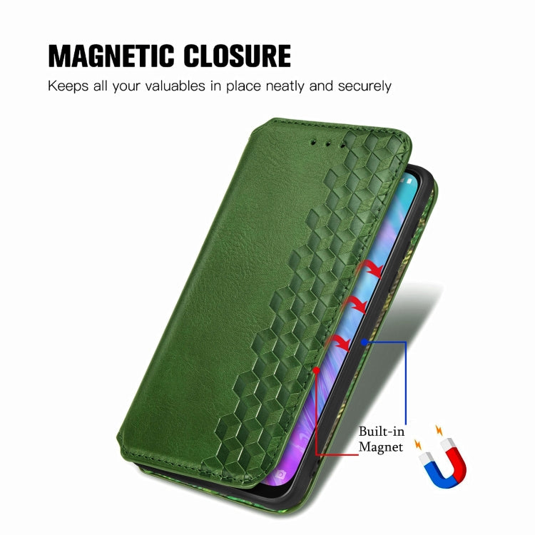 For ZTE Blade 20 Smart Cubic Grid Pressed Horizontal Flip Magnetic PU Leather Case with Holder & Card Slots & Wallet