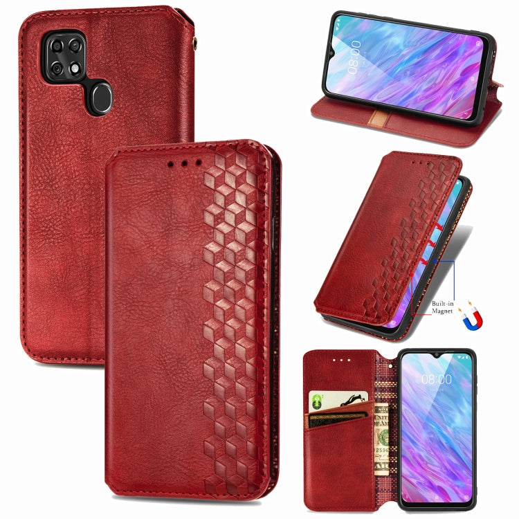 For ZTE Blade 20 Smart Cubic Grid Pressed Horizontal Flip Magnetic PU Leather Case with Holder & Card Slots & Wallet