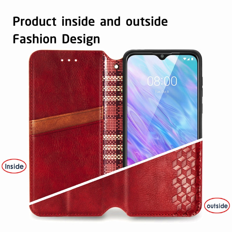 For ZTE Blade 20 Smart Cubic Grid Pressed Horizontal Flip Magnetic PU Leather Case with Holder & Card Slots & Wallet