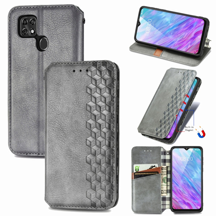For ZTE Blade 20 Smart Cubic Grid Pressed Horizontal Flip Magnetic PU Leather Case with Holder & Card Slots & Wallet
