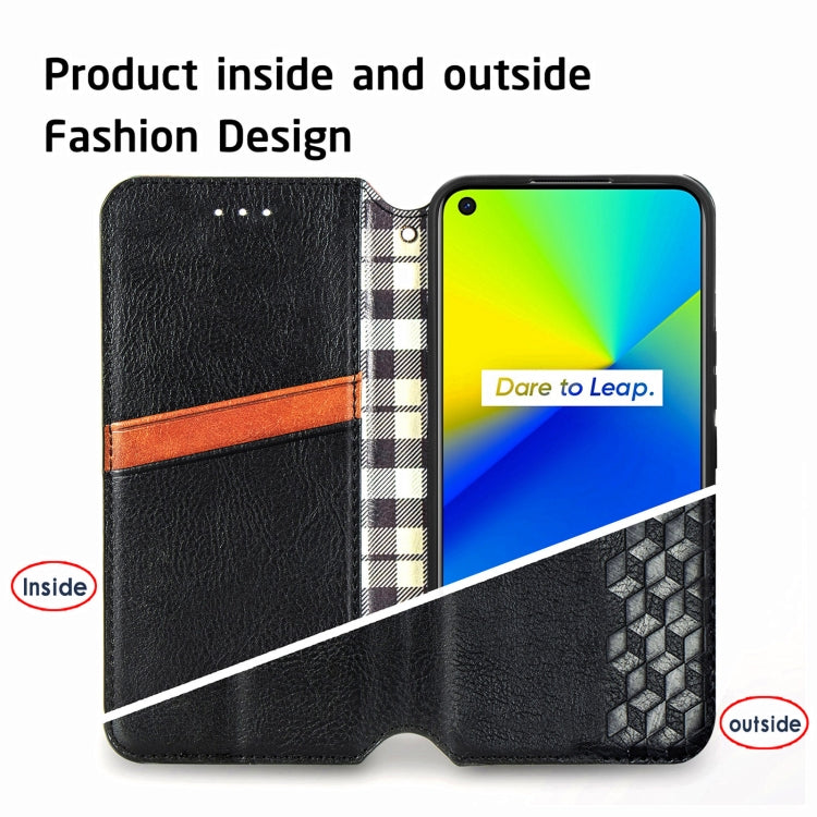 For OPPO Realme 7i / C17 Cubic Grid Pressed Horizontal Flip Magnetic PU Leather Case with Holder & Card Slots & Wallet