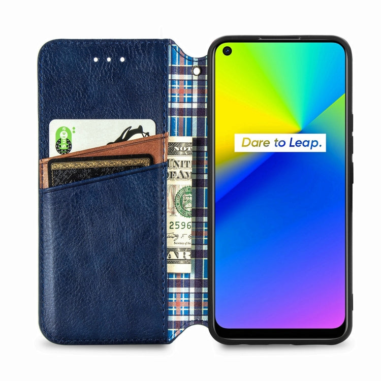 For OPPO Realme 7i / C17 Cubic Grid Pressed Horizontal Flip Magnetic PU Leather Case with Holder & Card Slots & Wallet