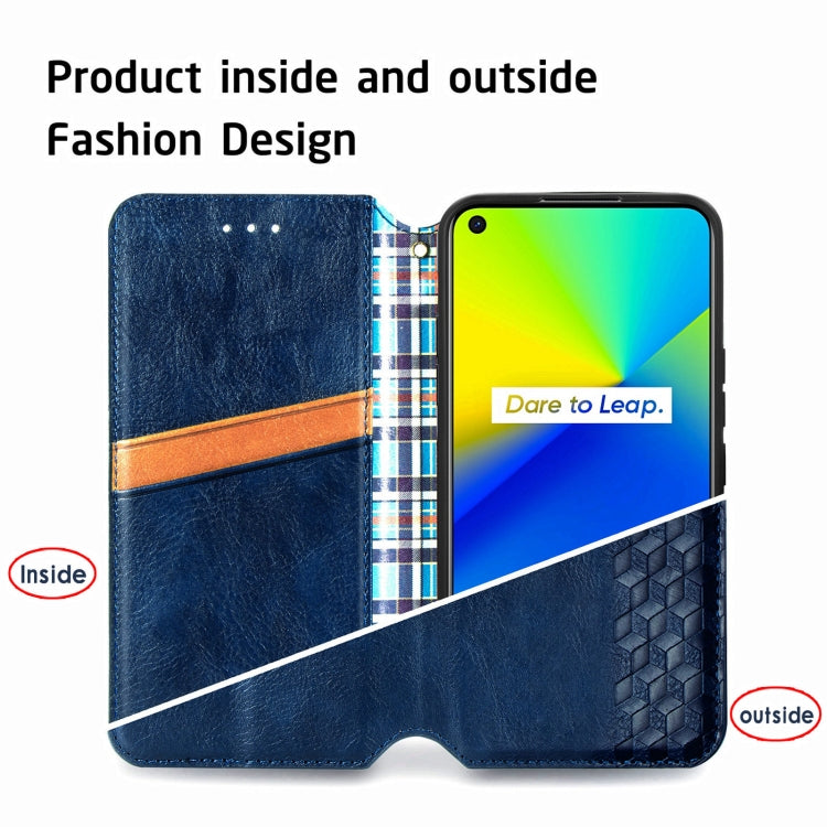 For OPPO Realme 7i / C17 Cubic Grid Pressed Horizontal Flip Magnetic PU Leather Case with Holder & Card Slots & Wallet