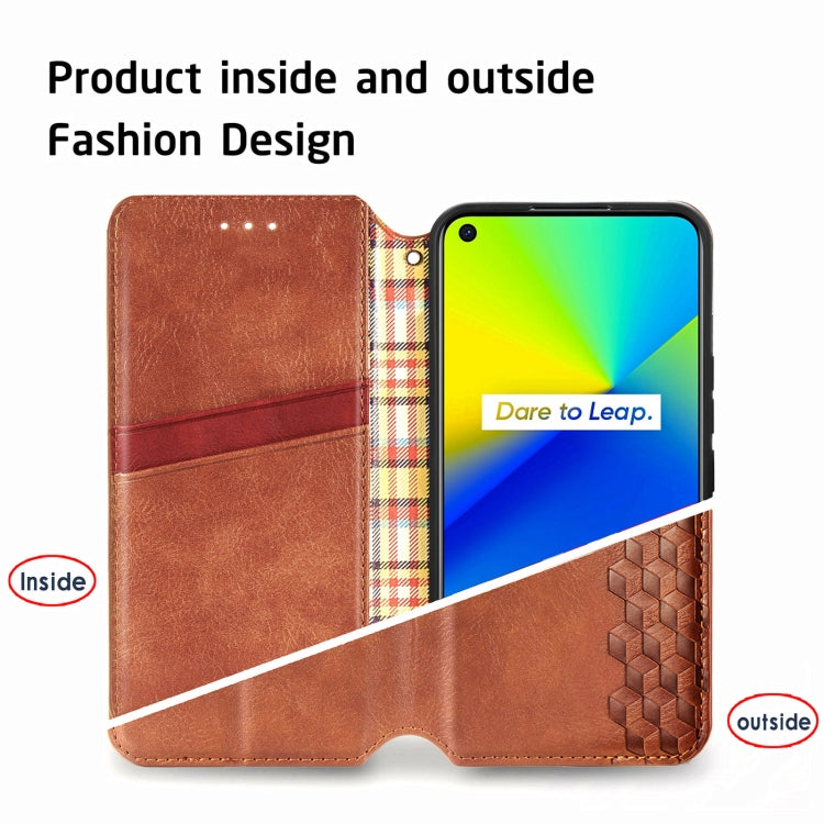 For OPPO Realme 7i / C17 Cubic Grid Pressed Horizontal Flip Magnetic PU Leather Case with Holder & Card Slots & Wallet