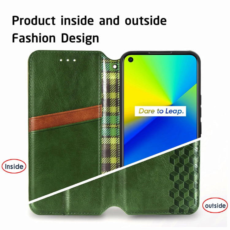 For OPPO Realme 7i / C17 Cubic Grid Pressed Horizontal Flip Magnetic PU Leather Case with Holder & Card Slots & Wallet