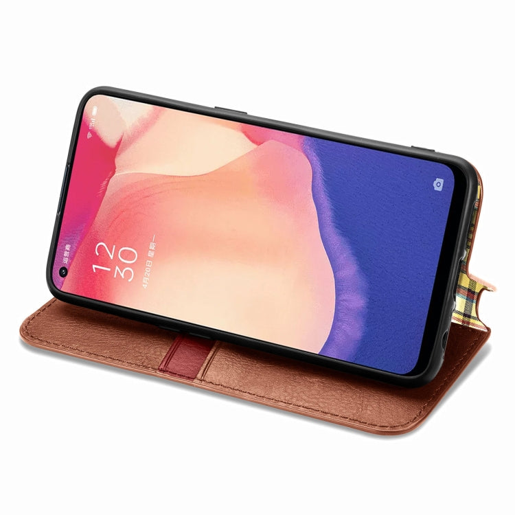 For OPPO Reno4 SE Cubic Grid Pressed Horizontal Flip Magnetic PU Leather Case with Holder & Card Slots & Wallet
