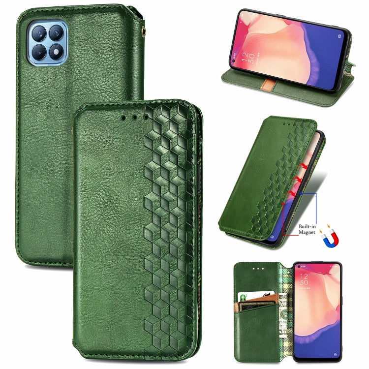 For OPPO Reno4 SE Cubic Grid Pressed Horizontal Flip Magnetic PU Leather Case with Holder & Card Slots & Wallet