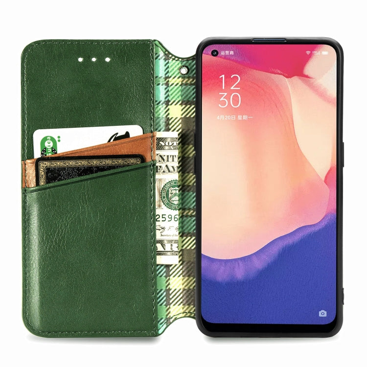 For OPPO Reno4 SE Cubic Grid Pressed Horizontal Flip Magnetic PU Leather Case with Holder & Card Slots & Wallet