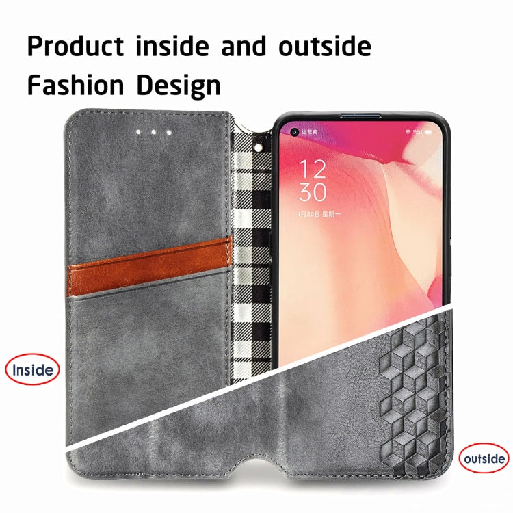 For OPPO Reno4 SE Cubic Grid Pressed Horizontal Flip Magnetic PU Leather Case with Holder & Card Slots & Wallet