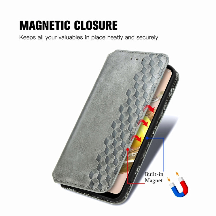 For LG K42 Cubic Grid Pressed Horizontal Flip Magnetic PU Leather Case with Holder & Card Slots & Wallet