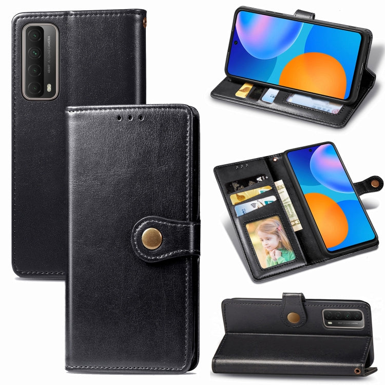 For Huawei P Smart 2021 Retro Solid Color Leather Buckle Phone Case with Lanyard & Photo Frame & Card Slot & Wallet & Stand Function