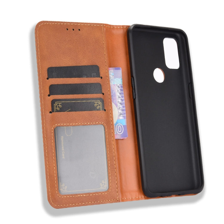 For OnePlus Nord N10 5G Magnetic Buckle Retro Crazy Horse Texture Horizontal Flip Leather Case with Holder & Card Slots & Photo Frame