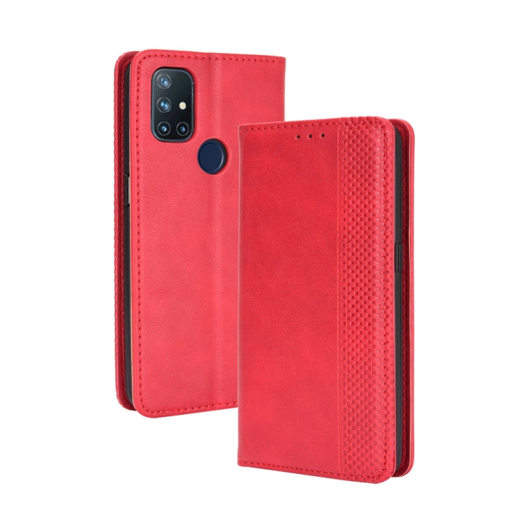 For OnePlus Nord N10 5G Magnetic Buckle Retro Crazy Horse Texture Horizontal Flip Leather Case with Holder & Card Slots & Photo Frame