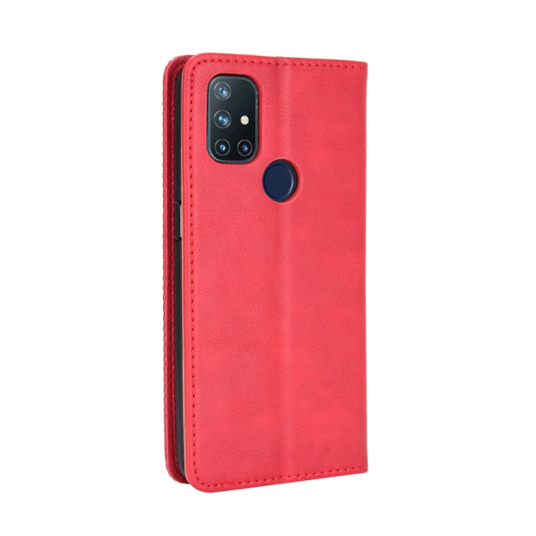 For OnePlus Nord N10 5G Magnetic Buckle Retro Crazy Horse Texture Horizontal Flip Leather Case with Holder & Card Slots & Photo Frame