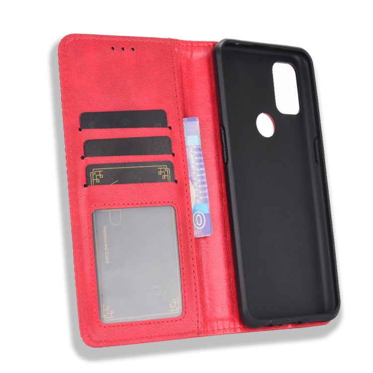 For OnePlus Nord N10 5G Magnetic Buckle Retro Crazy Horse Texture Horizontal Flip Leather Case with Holder & Card Slots & Photo Frame