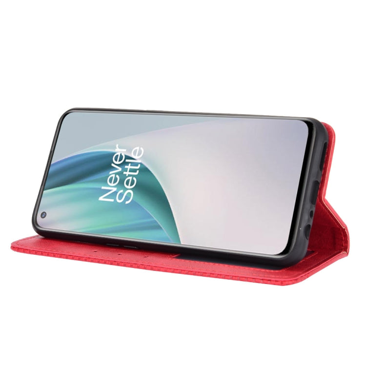 For OnePlus Nord N10 5G Magnetic Buckle Retro Crazy Horse Texture Horizontal Flip Leather Case with Holder & Card Slots & Photo Frame