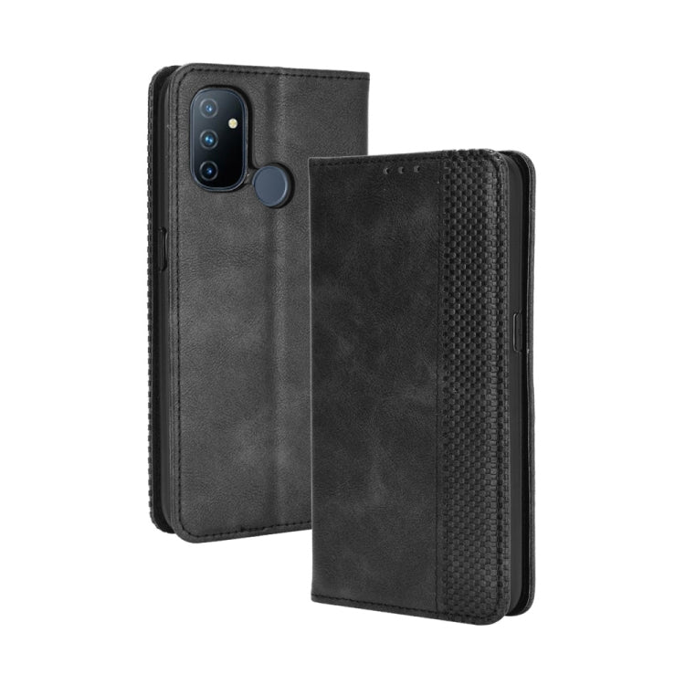 For OnePlus Nord N100 Magnetic Buckle Retro Crazy Horse Texture Horizontal Flip Leather Case with Holder & Card Slots & Photo Frame