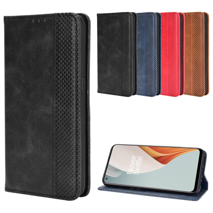 For OnePlus Nord N100 Magnetic Buckle Retro Crazy Horse Texture Horizontal Flip Leather Case with Holder & Card Slots & Photo Frame